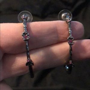 Black hammered metal earrings